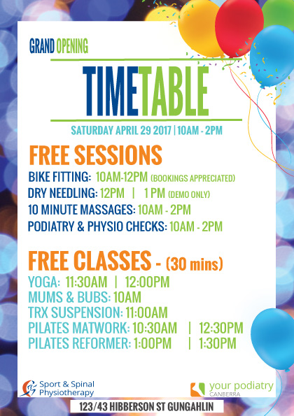 Grand Opening Free sessions & classes timetable